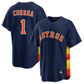 Friene H.Astros #1 Carlos Correa Player Navy Home Game Stitched Jerseys