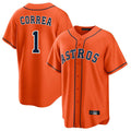 Friene H.Astros #1 Carlos Correa Player Orange Home Game Stitched Jerseys