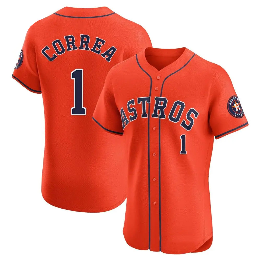 Friene H.Astros #1 Carlos Correa Player Orange Home Limited Elite Stitched Jerseys