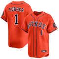 Friene H.Astros #1 Carlos Correa Player Orange Home Limited Stitched Jerseys