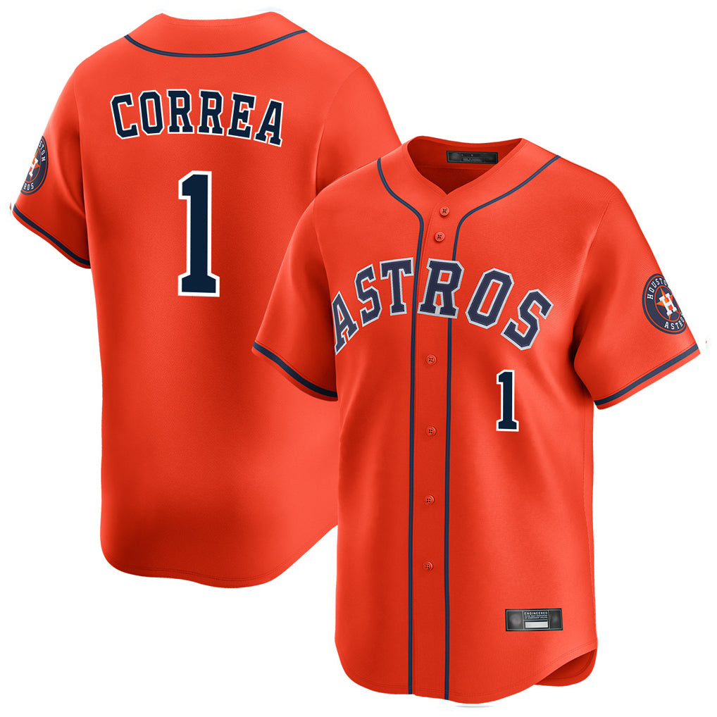 Friene H.Astros #1 Carlos Correa Player Orange Home Limited Stitched Jerseys