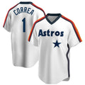 Friene H.Astros #1 Carlos Correa Player White Cooperstown Collection T-shirt Stitched Jerseys