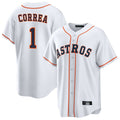 Friene H.Astros #1 Carlos Correa Player White Home Game Stitched Jerseys