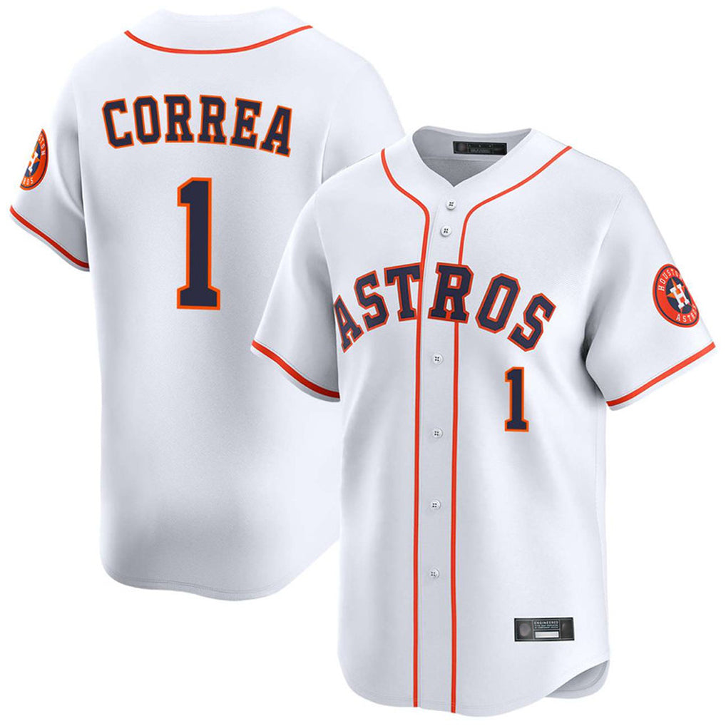Friene H.Astros #1 Carlos Correa Player White Home Limited Stitched Jerseys