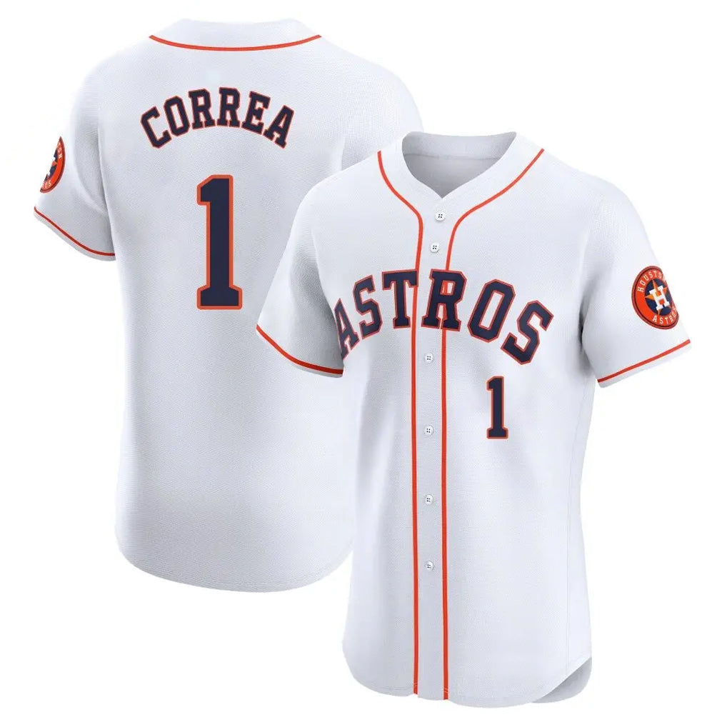 Friene H.Astros #1 Carlos Correa Player White Limited Elite Home Stitched Jerseys