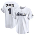 Friene H.Astros #1 Carlos Correa Player White Throwback Cooperstown Collection Limited Stitched Jerseys