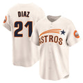 Friene H.Astros #21 Yainer Diaz Player Cream Throwback Cooperstown Collection Limited Stitched Jerseys
