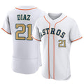 Friene H.Astros #21 Yainer Diaz Player Gold Collection Limited Elite Home Stitched Jerseys