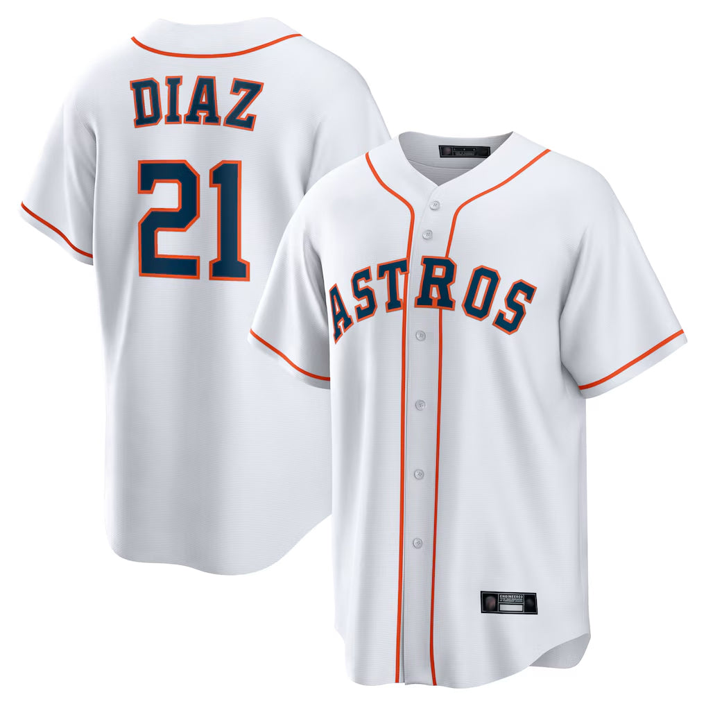 Friene H.Astros #21 Yainer Diaz Player White Home Game Stitched Jerseys