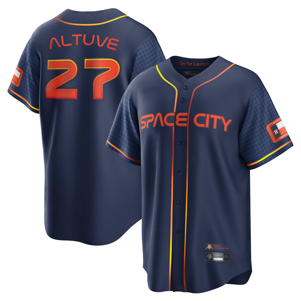 Friene H.Astros #27 Jose Altuve Player Navy City Connect Home Game Stitched Jerseys