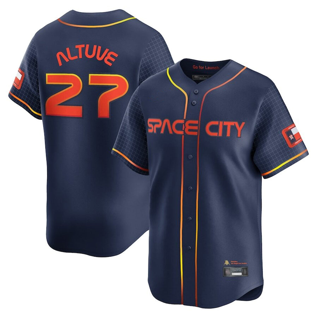 Friene H.Astros #27 Jose Altuve Player Navy City Connect Limited Home Stitched Jerseys