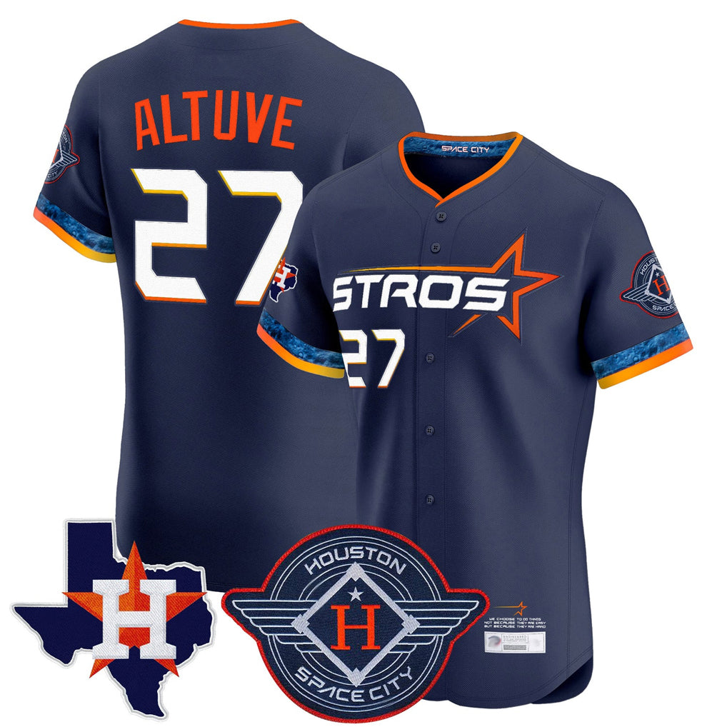 Friene H.Astros #27 Jose Altuve Player Navy City Connect Texas Patch Vapor Premier Limited Elite Home Stitched Jerseys