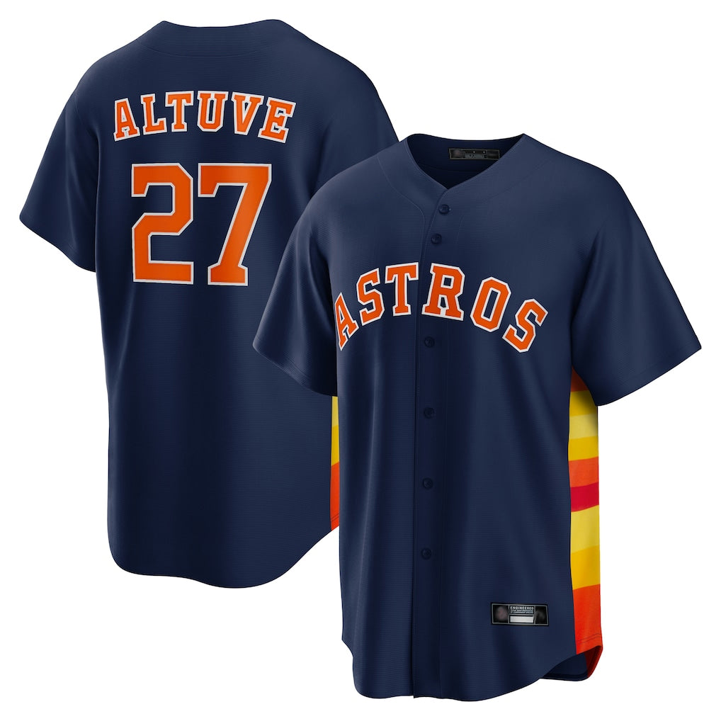 Friene H.Astros #27 Jose Altuve Player Navy Home Game Stitched Jerseys