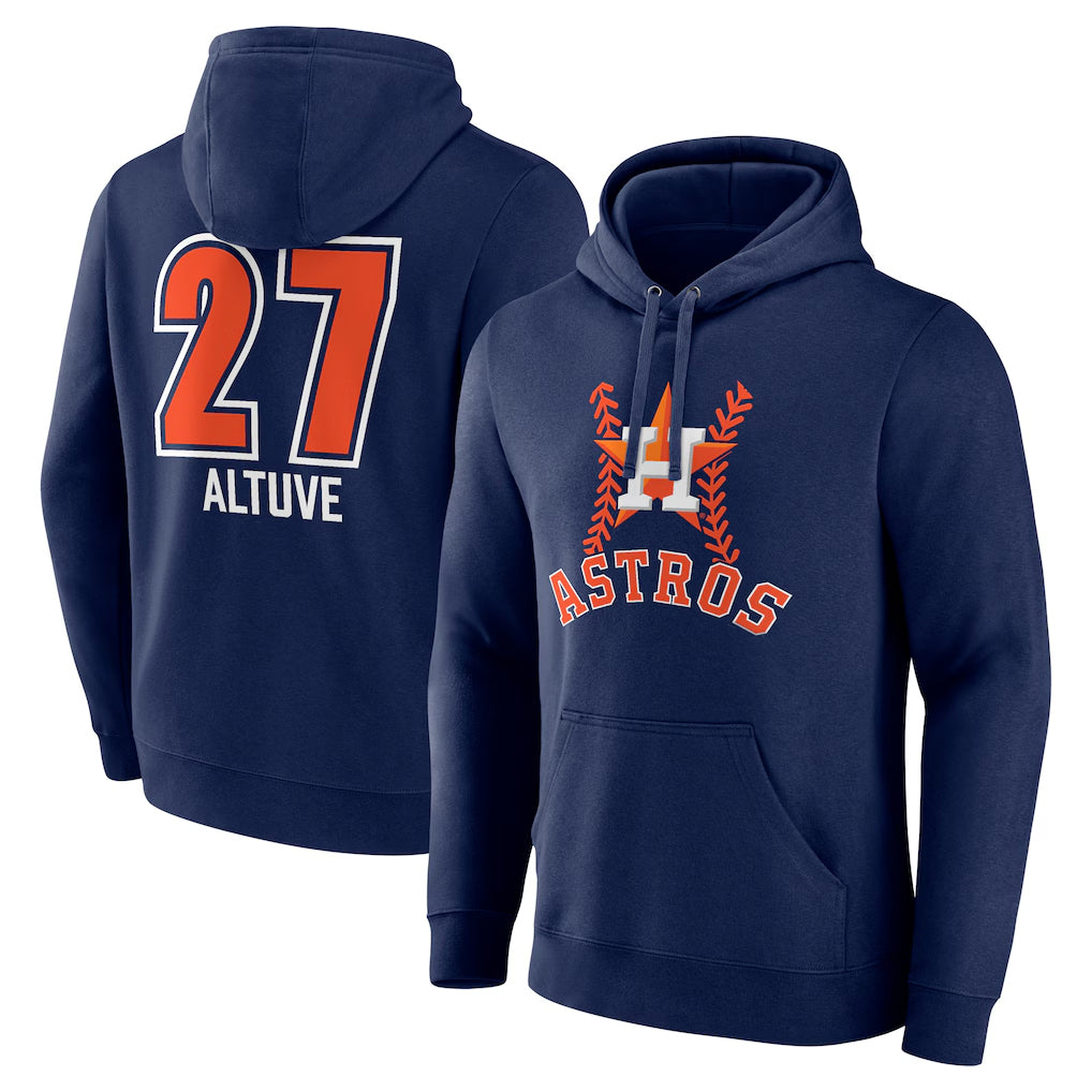 Friene H.Astros #27 Jose Altuve Player Navy Pullover Hoodie Stitched Jerseys