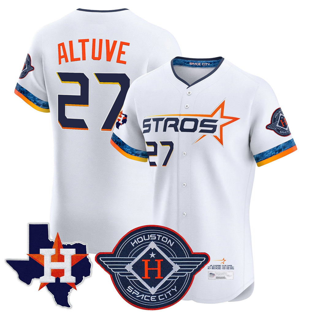 Friene H.Astros #27 Jose Altuve Player White City Connect Texas Patch Vapor Premier Limited Elite Home Stitched Jerseys