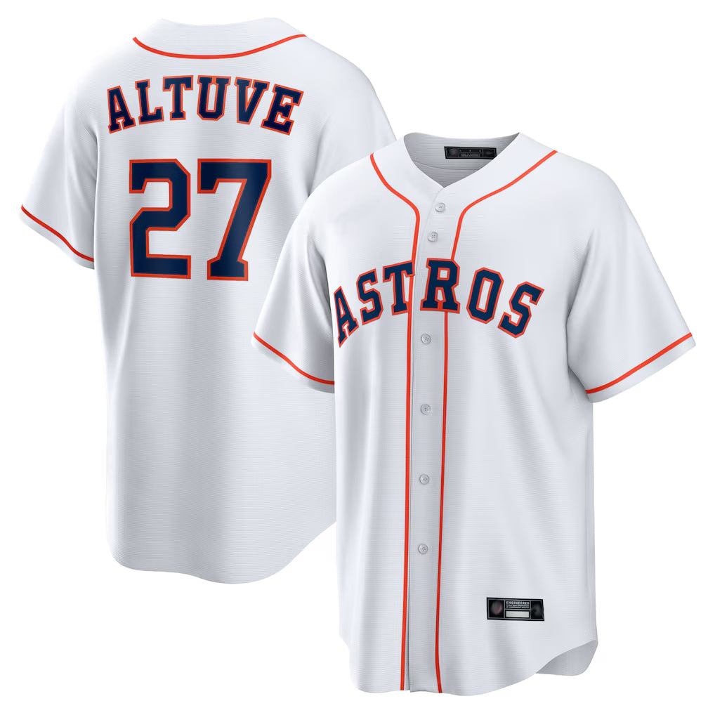 Friene H.Astros #27 Jose Altuve Player White Home Game Stitched Jerseys