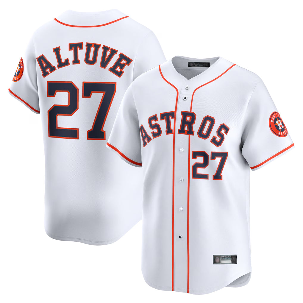 Friene H.Astros #27 Jose Altuve Player White Home Limited Stitched Jerseys