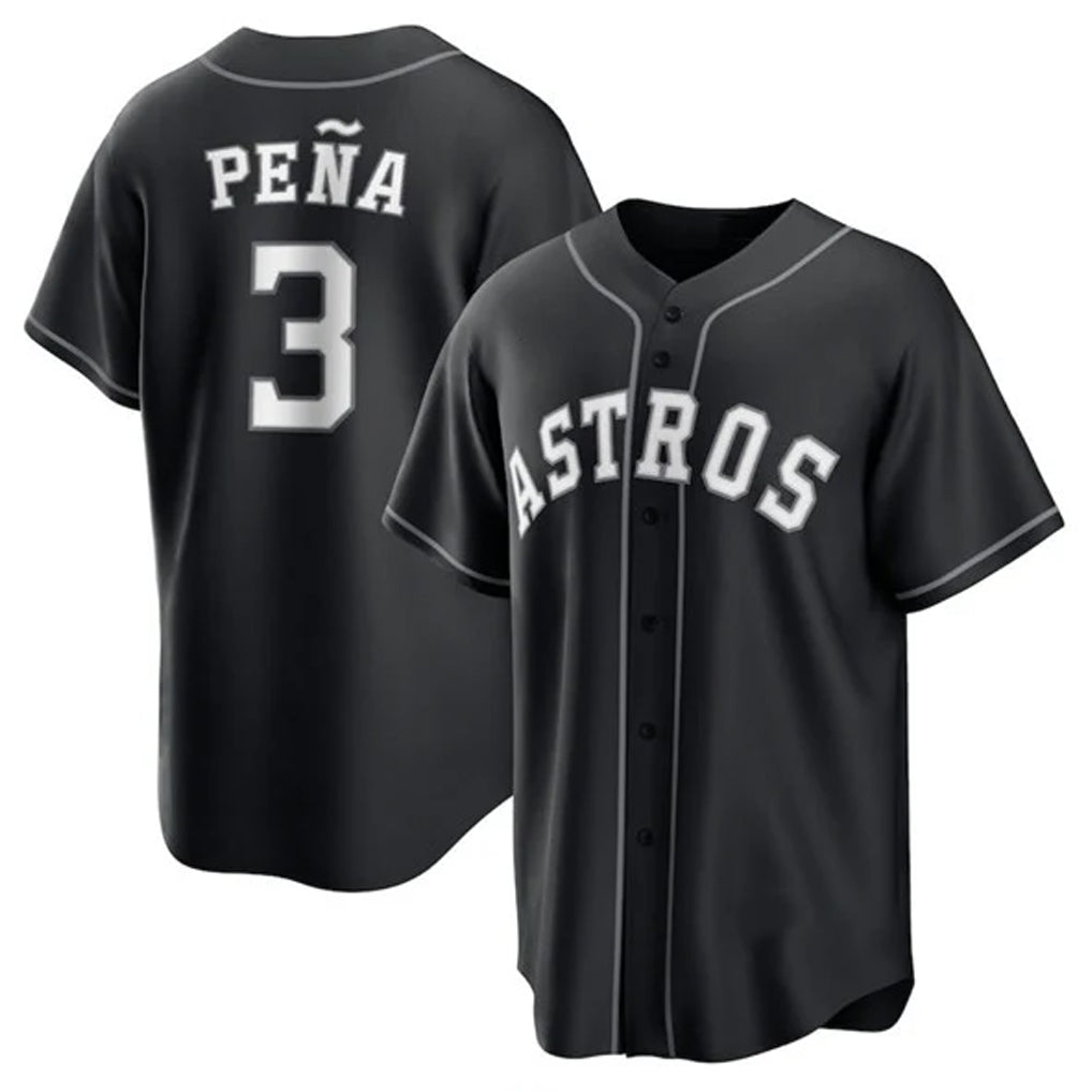 Friene H.Astros #3 Jeremy Pe?a Player Black Home Game Stitched Jerseys