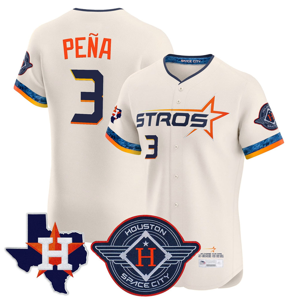 Friene H.Astros #3 Jeremy Pe?a Player Cream City Connect Texas Patch Vapor Premier Limited Elite Home Stitched Jerseys