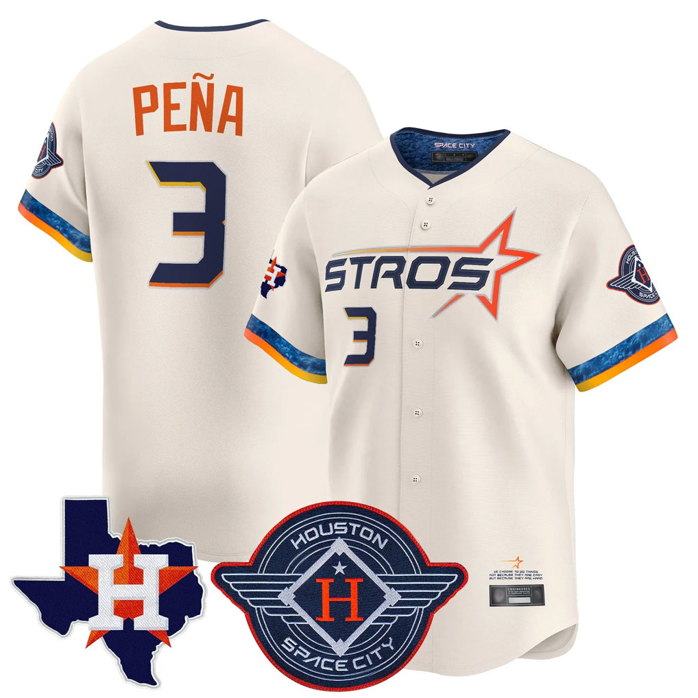 Friene H.Astros #3 Jeremy Pe?a Player Cream City Connect Texas Patch Vapor Premier Limited Home Stitched Jerseys