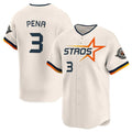 Friene H.Astros #3 Jeremy Pe?a Player Cream Limited Home Stitched Jerseys