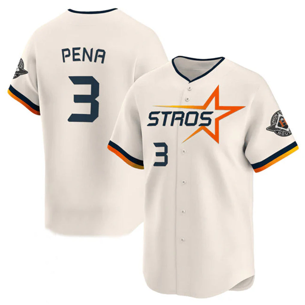 Friene H.Astros #3 Jeremy Pe?a Player Cream Limited Home Stitched Jerseys