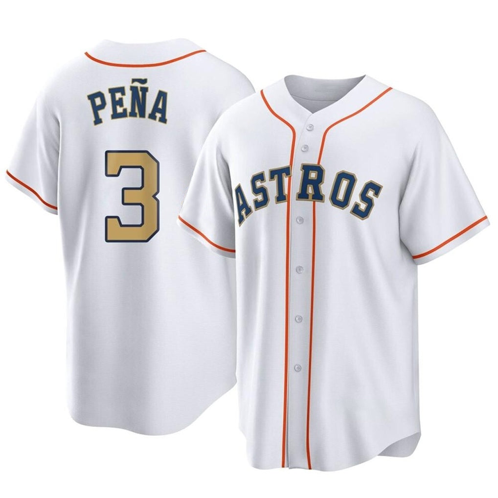 Friene H.Astros #3 Jeremy Pe?a Player Gold Collection Game Home Stitched Jerseys