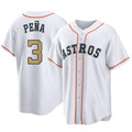 Friene H.Astros #3 Jeremy Pe?a Player Gold Collection Game Home Stitched Jerseys