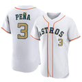 Friene H.Astros #3 Jeremy Pe?a Player Gold Collection Limited Elite Home Stitched Jerseys