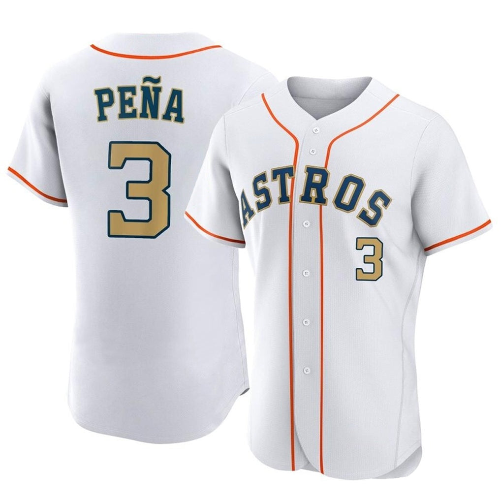Friene H.Astros #3 Jeremy Pe?a Player Gold Collection Limited Elite Home Stitched Jerseys