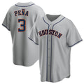 Friene H.Astros #3 Jeremy Pe?a Player Gray Home Game Stitched Jerseys