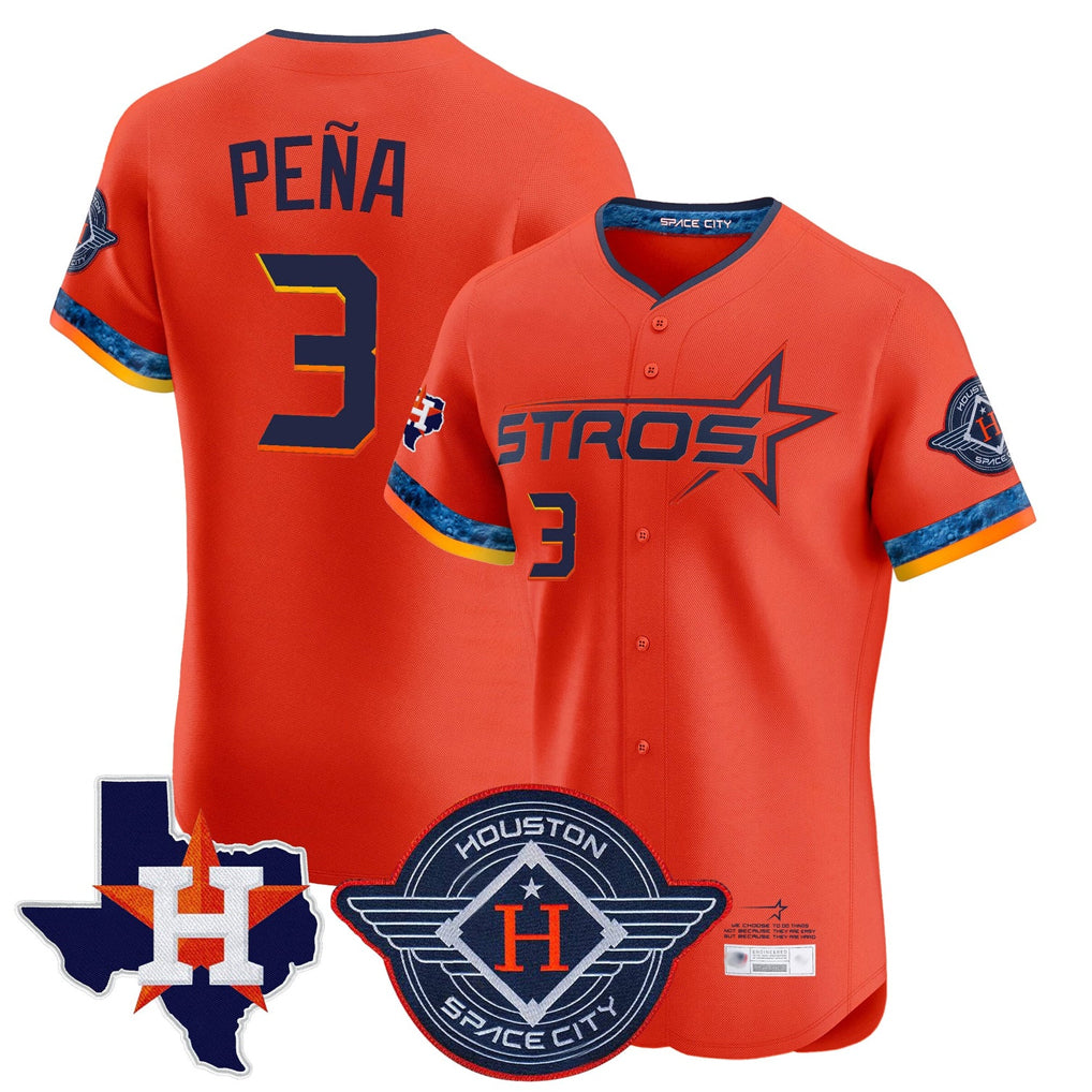 Friene H.Astros #3 Jeremy Pe?a Player Orange City Connect Texas Patch Vapor Premier Limited Elite Home Stitched Jerseys