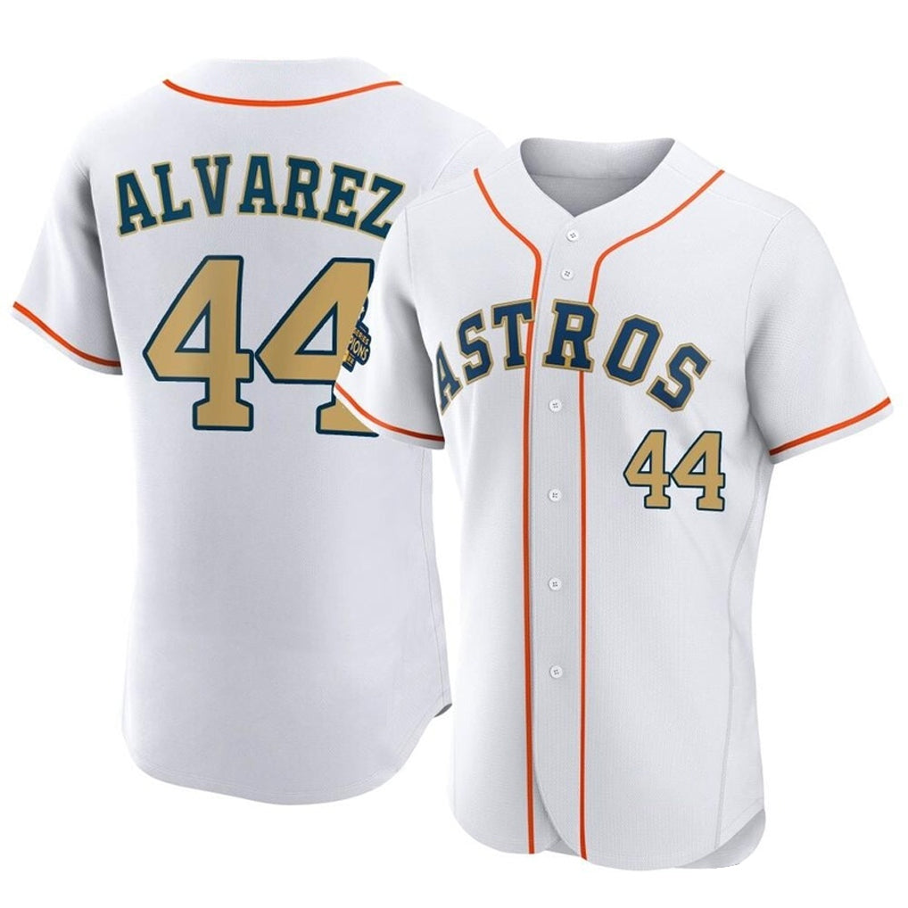 Friene H.Astros #44 Yordan Alvarez Player Gold Collection Limited Elite Home Stitched Jerseys