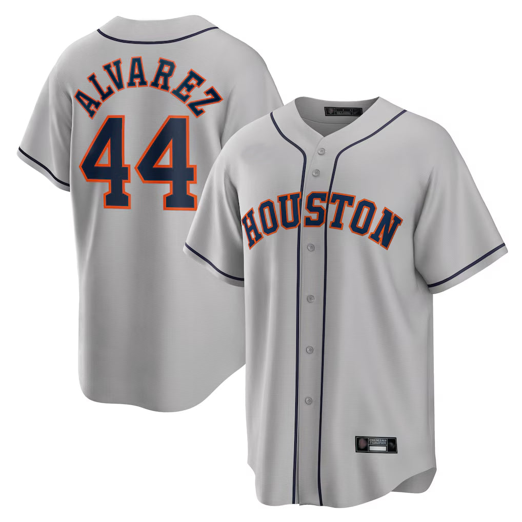 Friene H.Astros #44 Yordan Alvarez Player Gray Home Game Stitched Jerseys