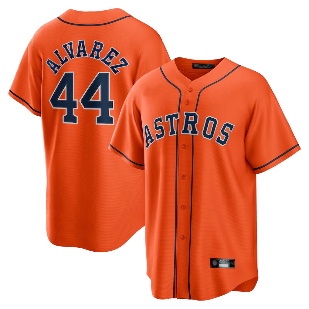 Friene H.Astros #44 Yordan Alvarez Player Orange Home Game Stitched Jerseys