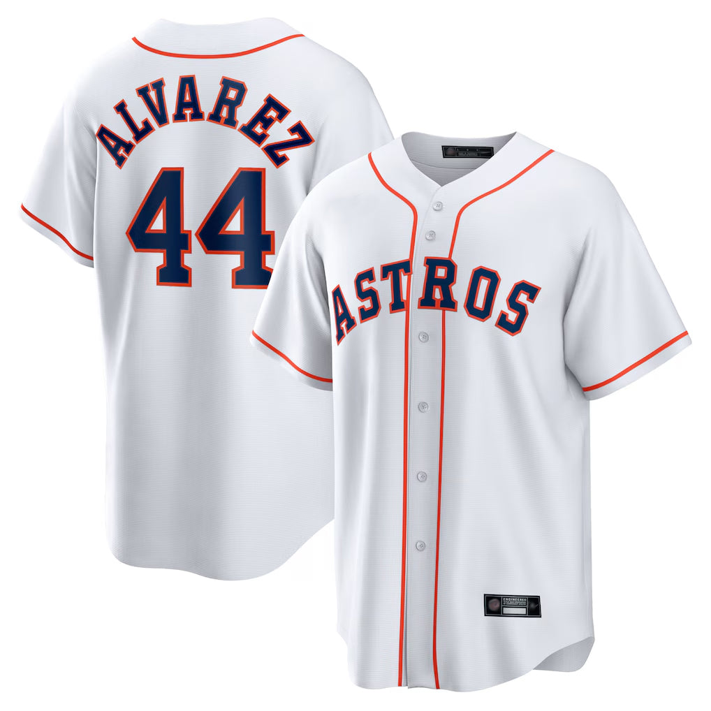 Friene H.Astros #44 Yordan Alvarez Player White Home Game Stitched Jerseys