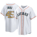 Friene H.Astros #45 Tatsuya Imai Player Gold Collection Game Home Stitched Jerseys