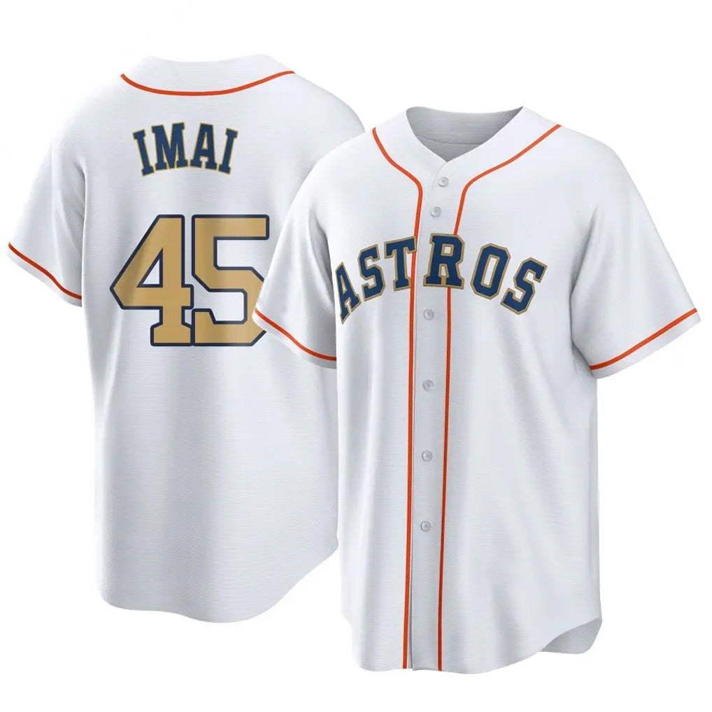 Friene H.Astros #45 Tatsuya Imai Player Gold Collection Game Home Stitched Jerseys
