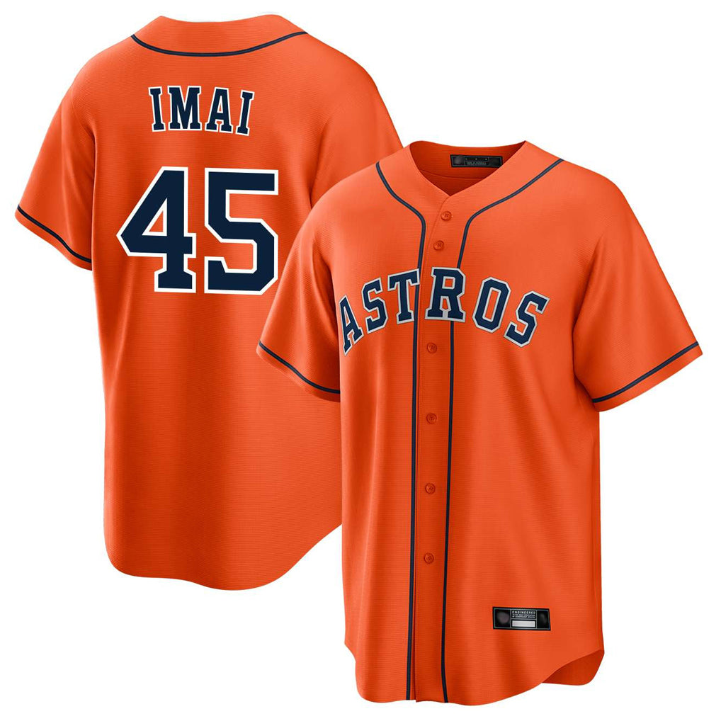 Friene H.Astros #45 Tatsuya Imai Player Orange Home Game Stitched Jerseys