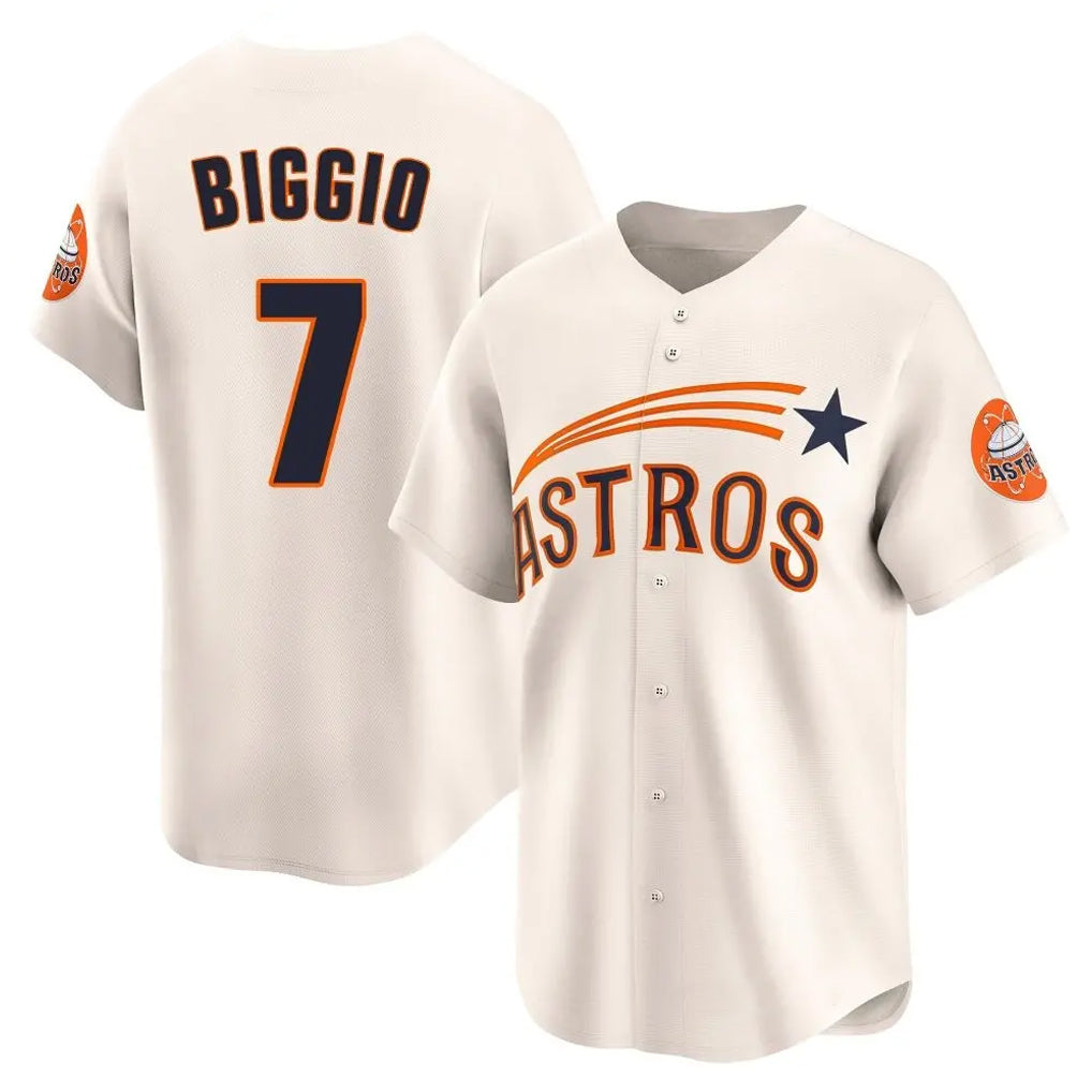 Friene H.Astros #7 Craig Biggio Player Cream Throwback Cooperstown Collection Limited Stitched Jerseys