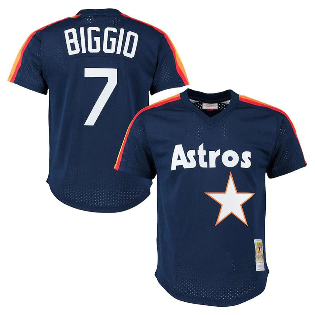 Friene H.Astros #7 Craig Biggio Player Navy Mitchell & Ness Cooperstown Mesh Limited Stitched Jerseys