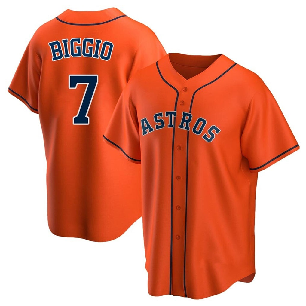 Friene H.Astros #7 Craig Biggio Player Orange Home Game Stitched Jerseys