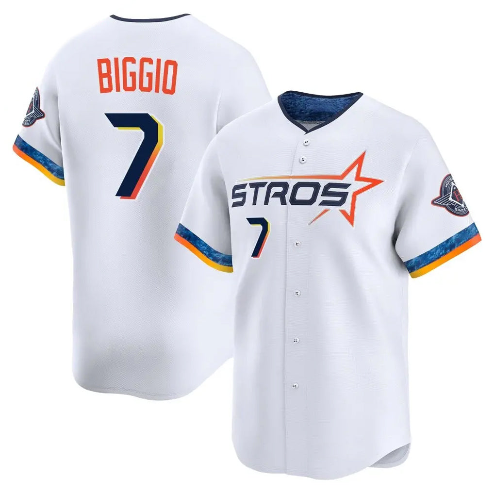 Friene H.Astros #7 Craig Biggio Player White City Connect Limited Home Stitched Jerseys