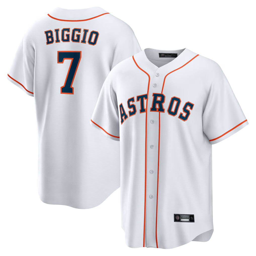 Friene H.Astros #7 Craig Biggio Player White Home Game Stitched Jerseys