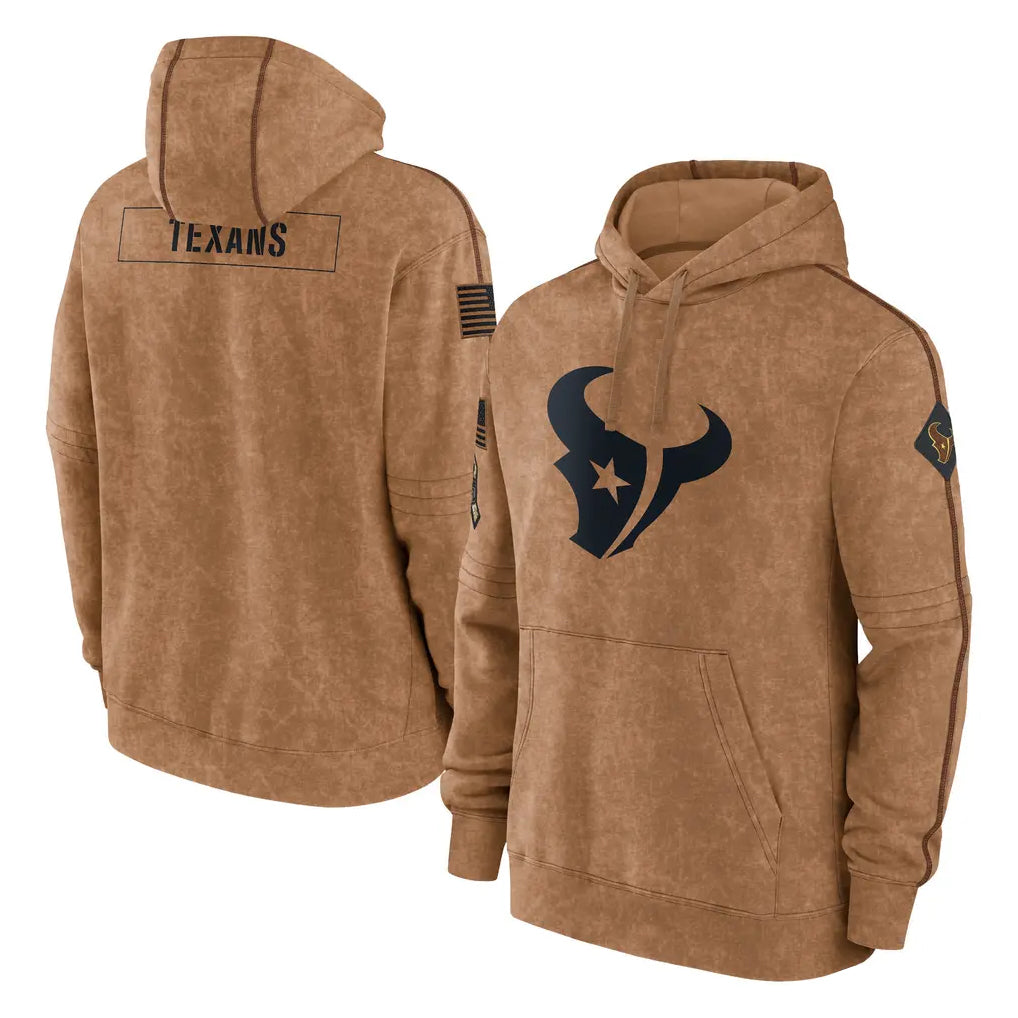 Friene H.Texans Brown Salute to Service Hoodies Limited Game Blank Player Stitched Jerseys