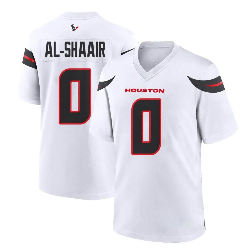 Friene H.Texans #0 Azeez Al-Shaair Player White Home Game Stitched Jerseys