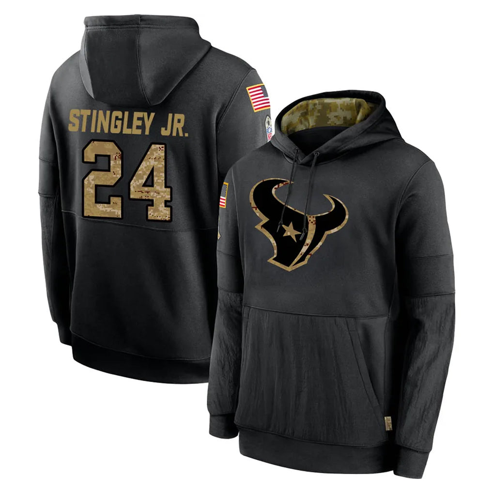 Friene H.Texans #24 Derek Stingley Jr. Player Black Salute to Service Hoodies Limited Game Stitched Jerseys