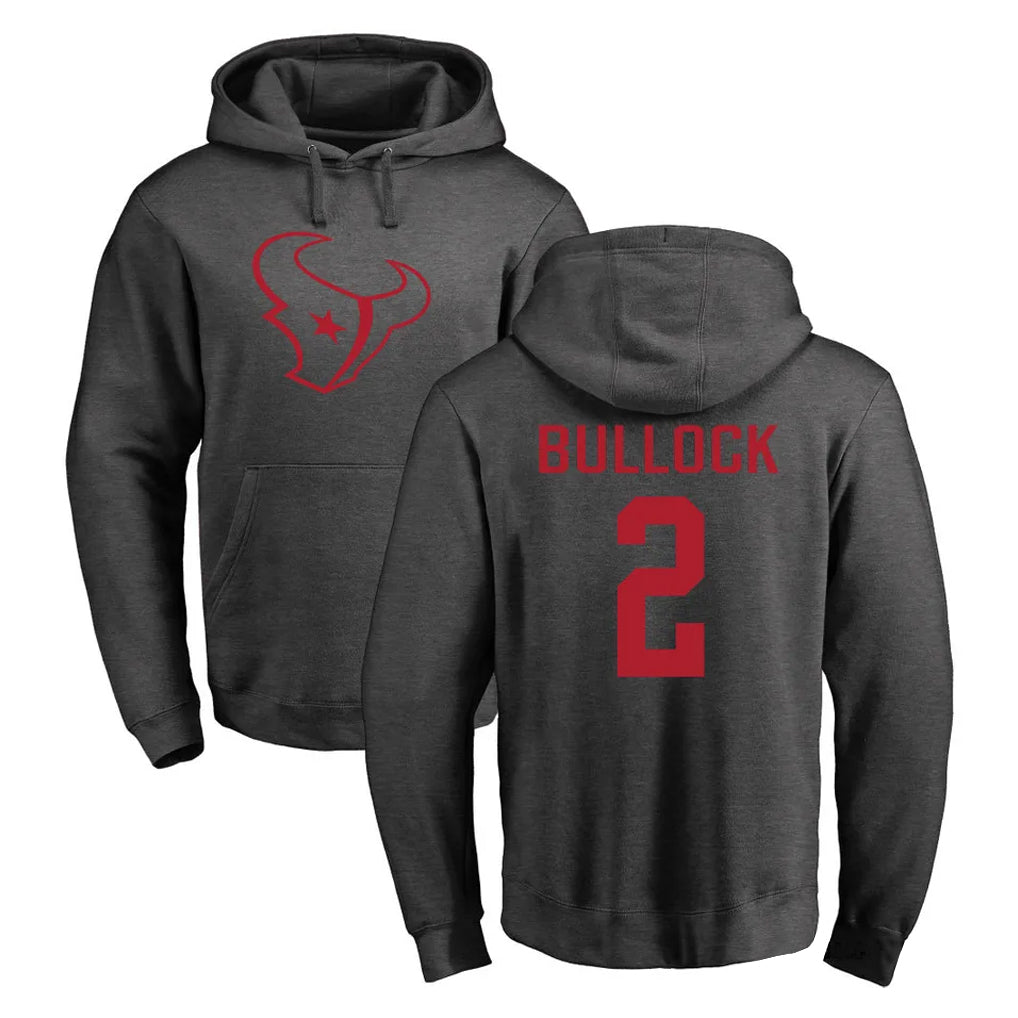 Friene H.Texans #2 Calen Bullock Player Gray Pro Line Pullover Hoodie Limited Game Stitched Jerseys
