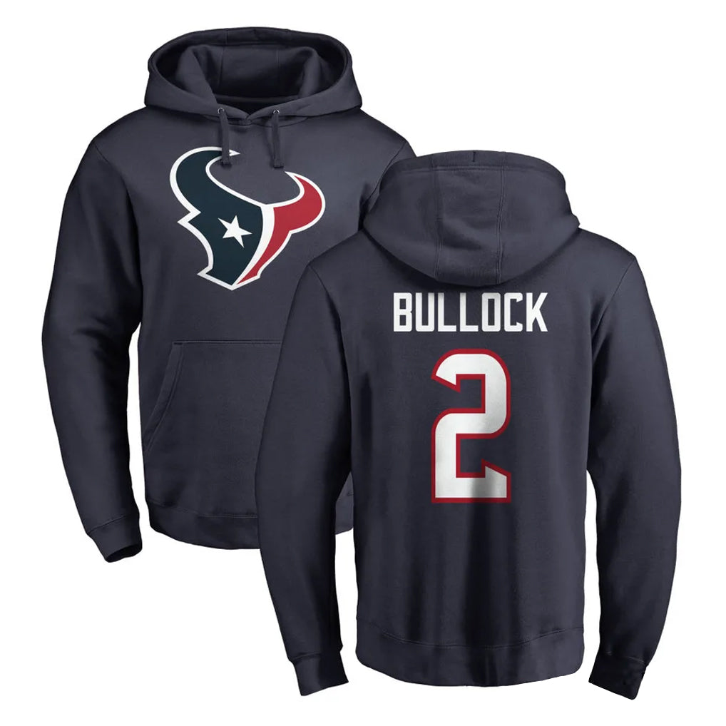 Friene H.Texans #2 Calen Bullock Player Navy Pro Line Pullover Hoodie Limited Game Stitched Jerseys