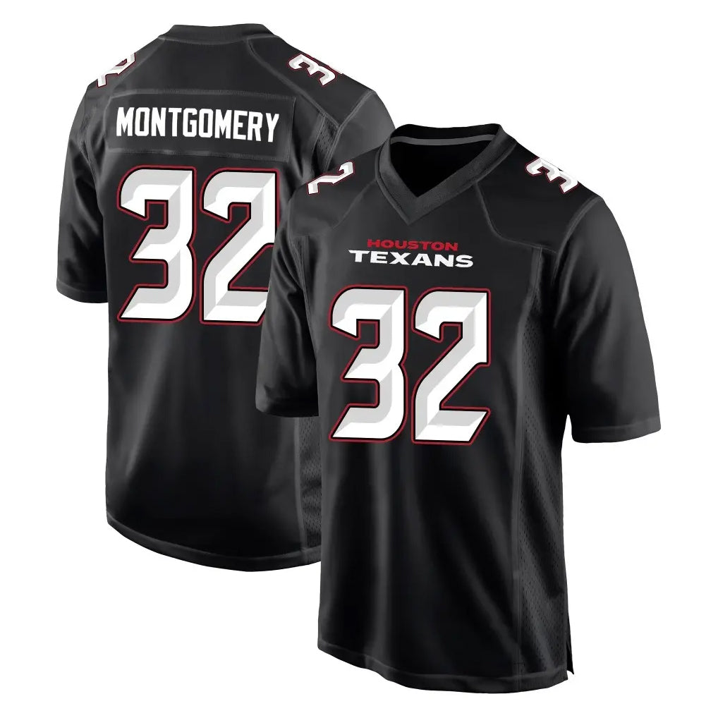 Friene H.Texans #32 David Montgomery Player Carbon Black Fashion Home Game Stitched Jerseys